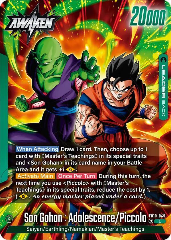 Son Gohan Youth Piccolo Son Gohan Adolescence Piccolo Alternate Art FB10-049 carta