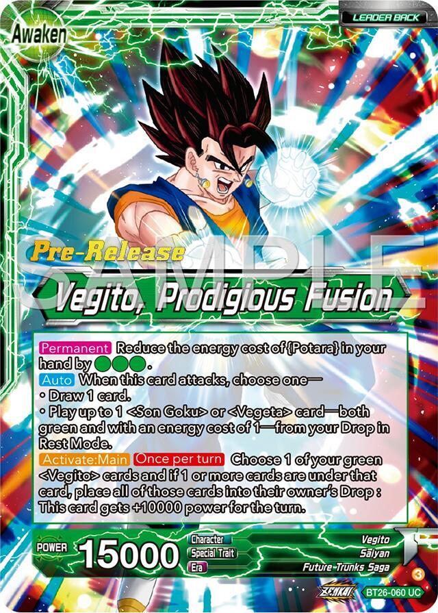 Son Goku and Vegeta Vegito Prodigious Fusion Alternate Art BT26-060 card