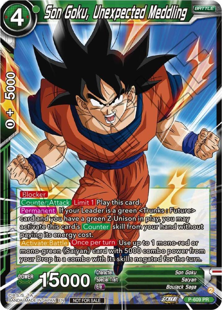 Son Goku Unexpected Meddling Zenkai Series Tournament Pack Vol8 P-609 carta