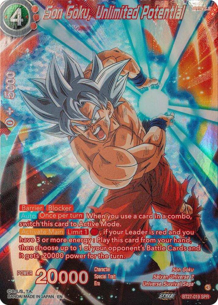 Son Goku Unlimited Potential SPR BT27-019 carta