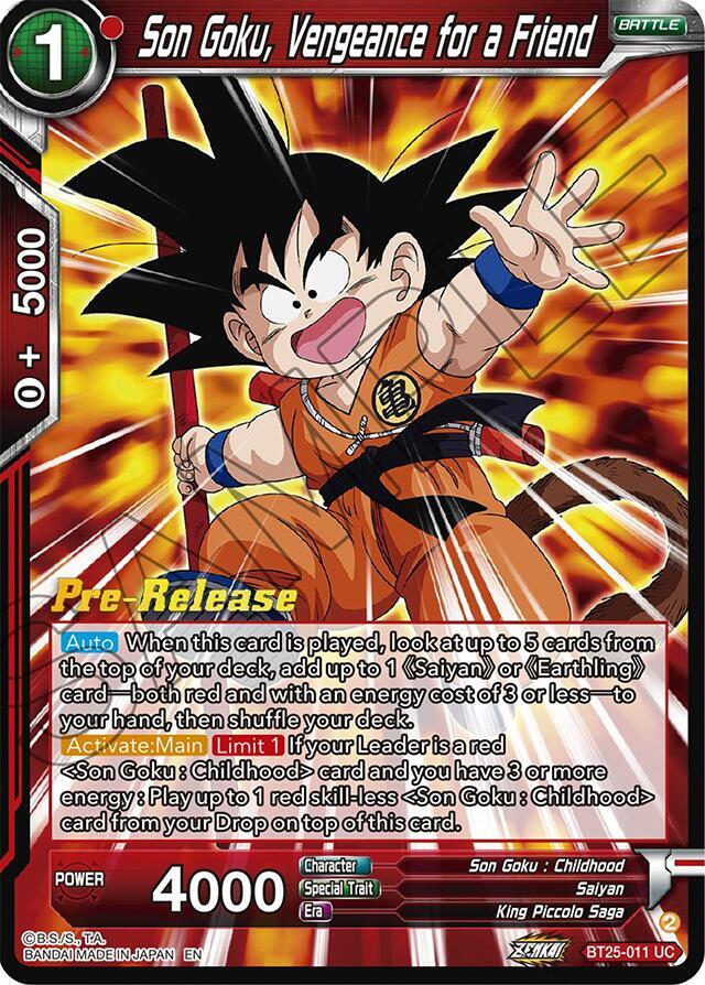 Son Goku Vengeance for a Friend BT25-011 card