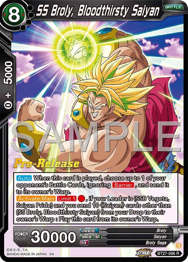 SS Broly Bloodthirsty Saiyan BT27-096 carta