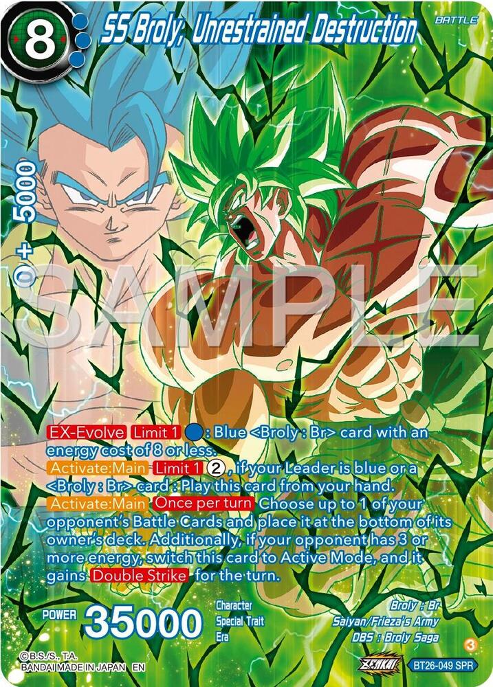 SS Broly Unrestrained Destruction SPR BT26-049 card
