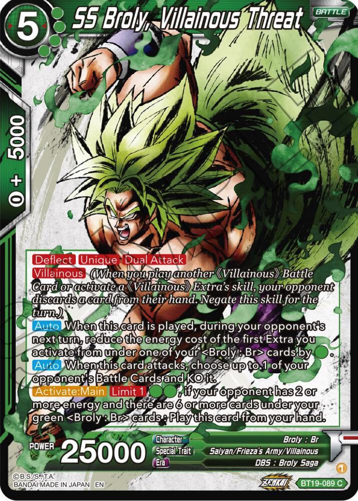 SS Broly Villainous Threat BT19-089