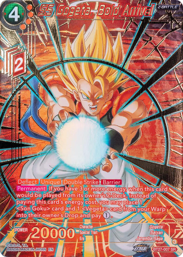 SS Gogeta Bold Arrival Gold Stamped BT27-007 carta