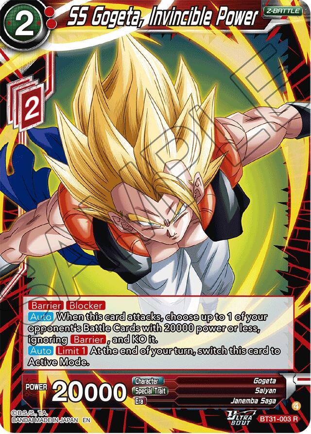 SS Gogeta Invincible Power BT31-003 card