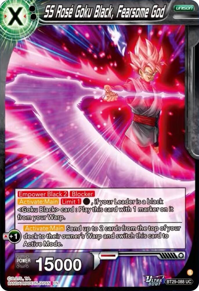 SS Rose Goku Black Fearsome God SPR BT29-088 carta