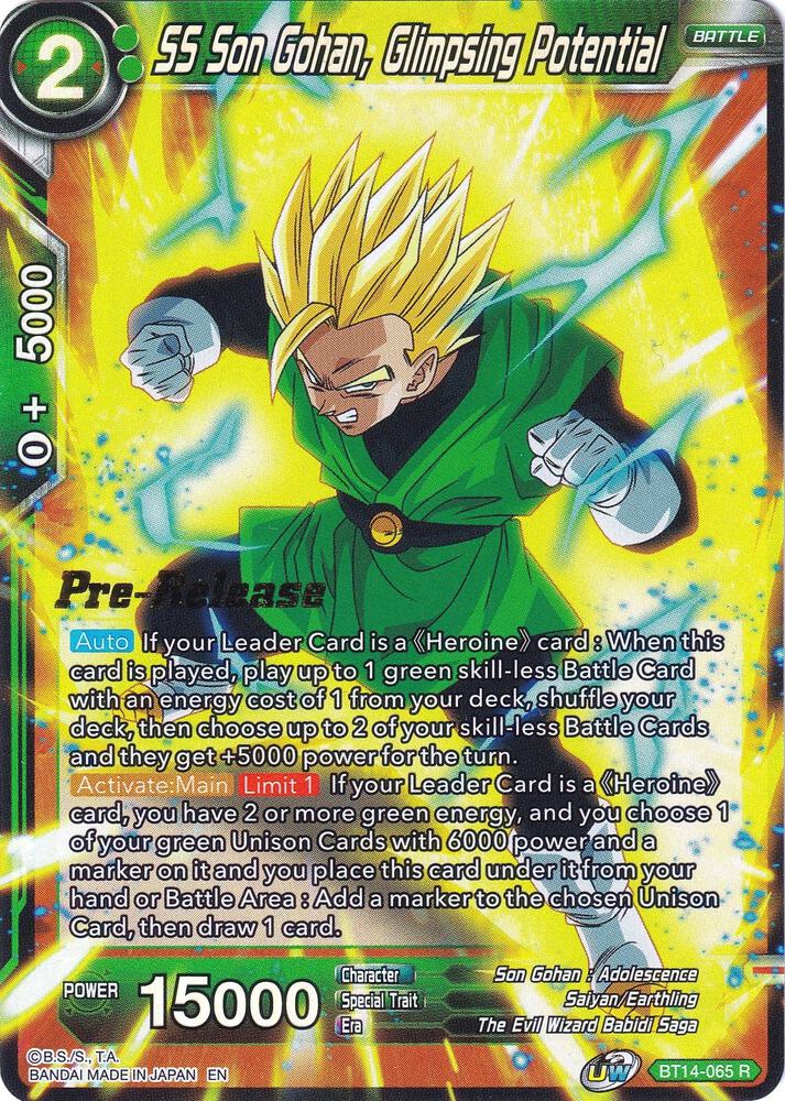 SS Son Gohan Glimpsing Potential BT14-065 carta