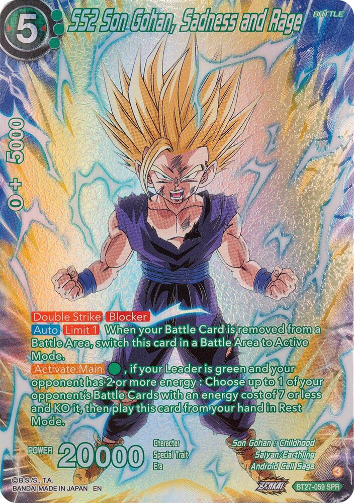 SS2 Son Gohan Sadness and Rage SPR BT27-059 carta