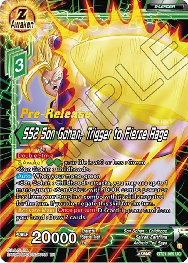 SS2 Son Gohan Trigger to Fierce Rage BT21-069 carta