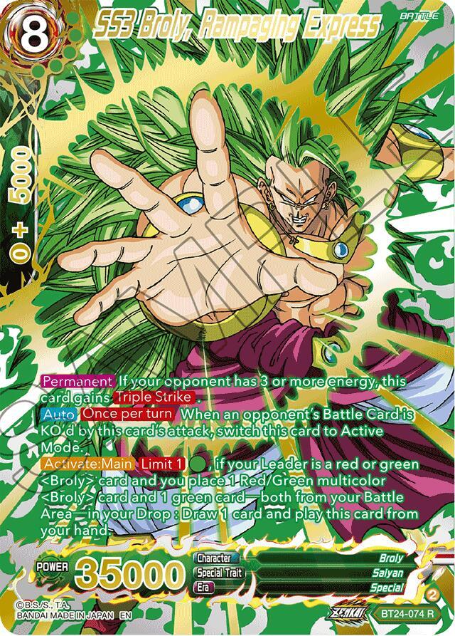 SS3 Broly Rampaging Express Collector Booster Gold BT24-074