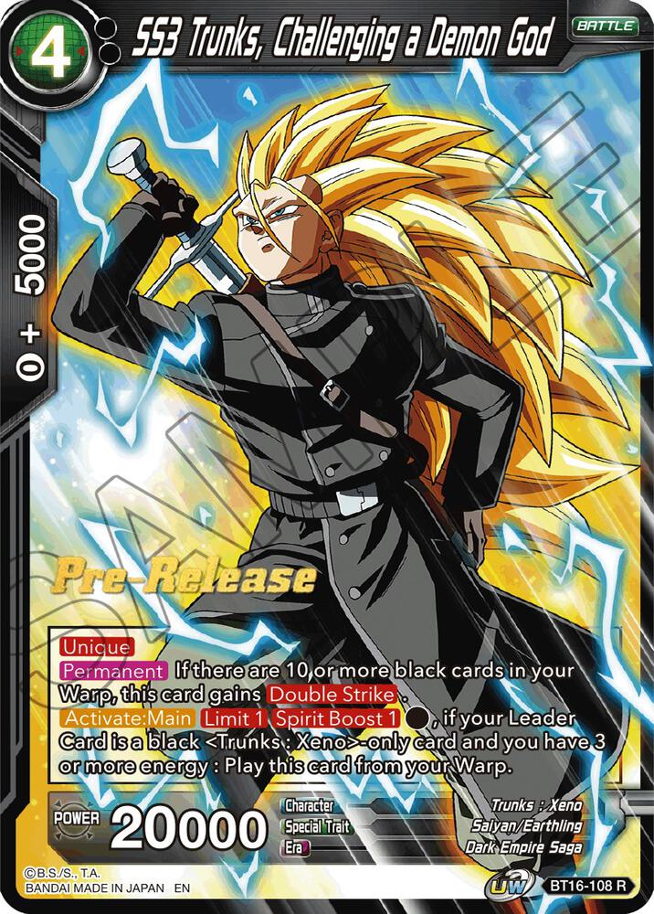 SS3 Trunks Challenging a Demon God BT16-108 carta