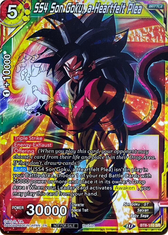 SS4 Son Goku a Heartfelt Plea BT8-110 carta