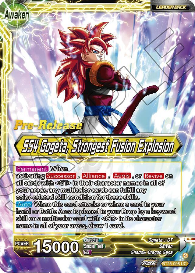 SS4 Son Goku and SS4 Vegeta SS4 Gogeta Strongest Fusion Explosion SLR BT25-098 carta