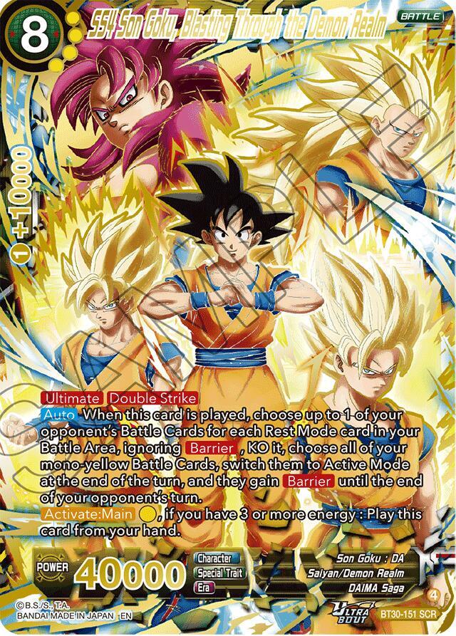 SS4 Son Goku Blasting Through the Demon Realm GDR BT30-151 carta
