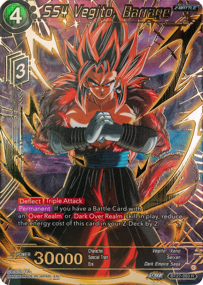 SS4 Vegito Barrage Gold Stamped BT27-093 carta