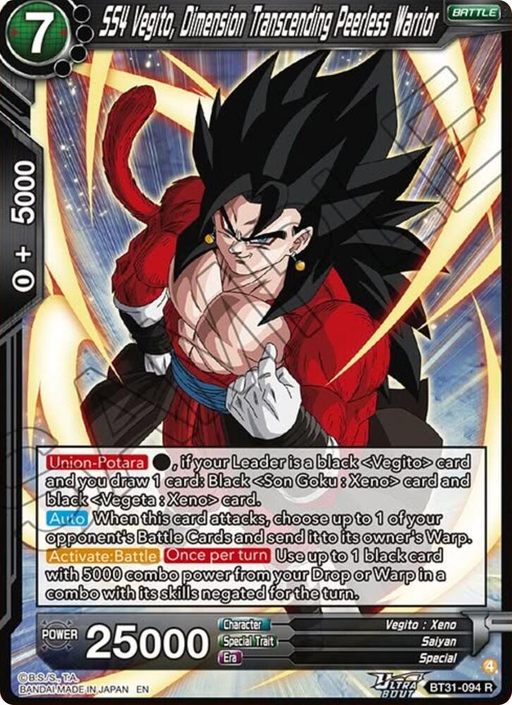 SS4 Vegito Dimension Transcending Peerless Warrior BT31-094 card