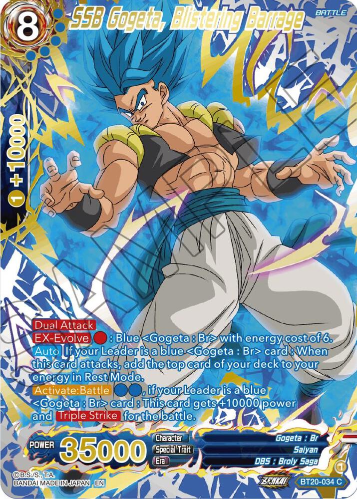 SSB Gogeta Blistering Barrage Gold Stamped BT20-034