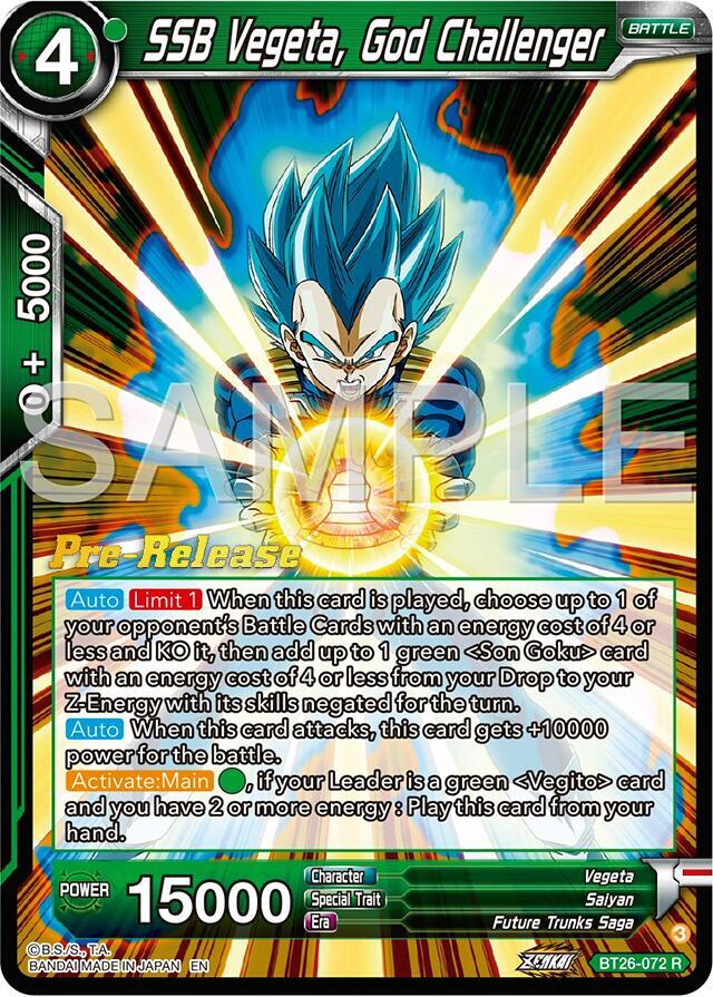 SSB Vegeta God Challenger BT26-072 carta
