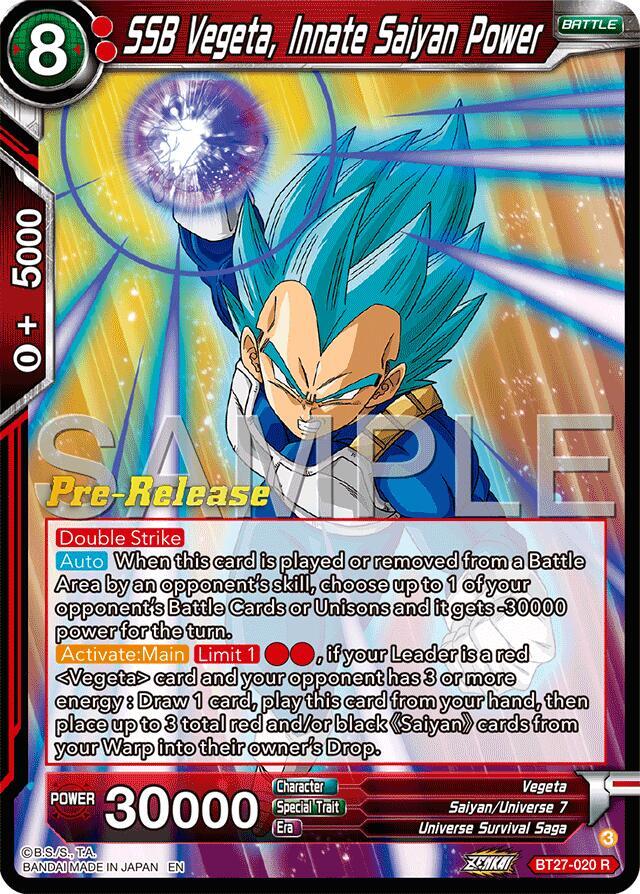 SSB Vegeta Innate Saiyan Power BT27-020