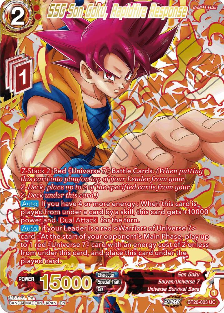 SSG Son Goku Rapidfire Response Gold Stamped BT20-003