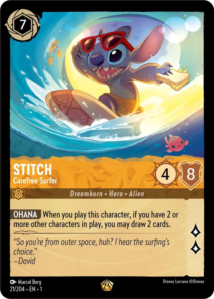 Stitch Carefree Surfer 21/204 card