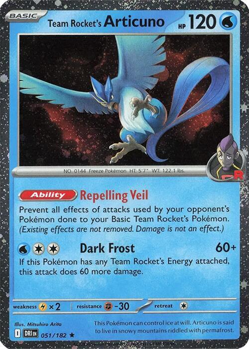 Team Rocket's Articuno 051/182 card