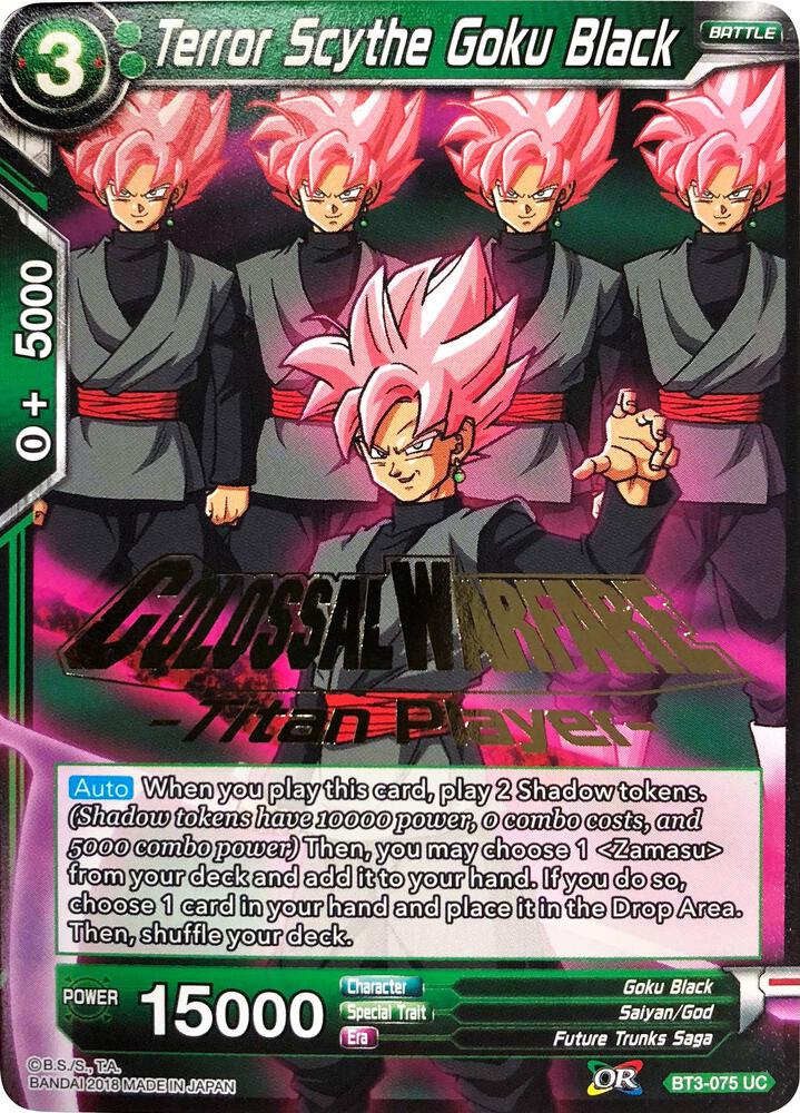 Terror Scythe Goku Black Titan Player Stamped BT3-075 carta