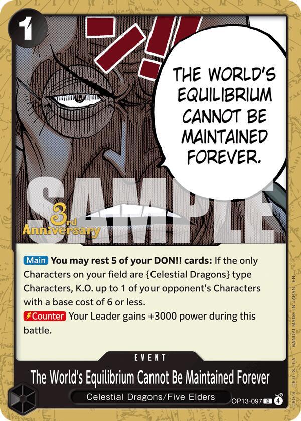 The Worlds Equilibrium Cannot Be Maintained Forever OP13-097