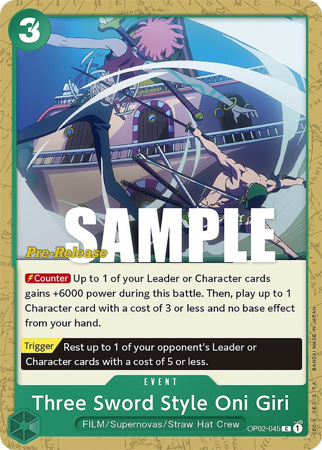 Three Sword Style Oni Giri OP02-045 card