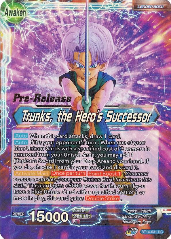 Trunks the Heros Successor BT14-031 card
