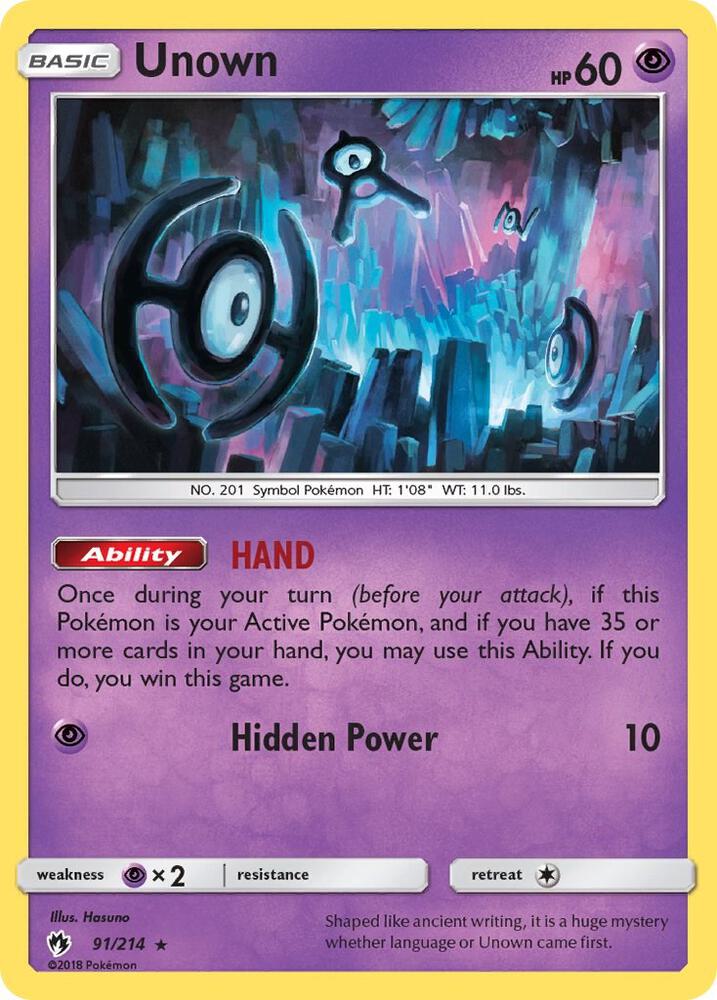 Unown 91 91/214 carta