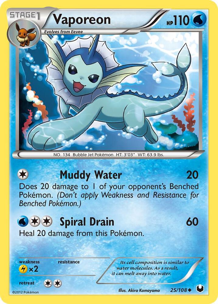 Vaporeon 25/108 card