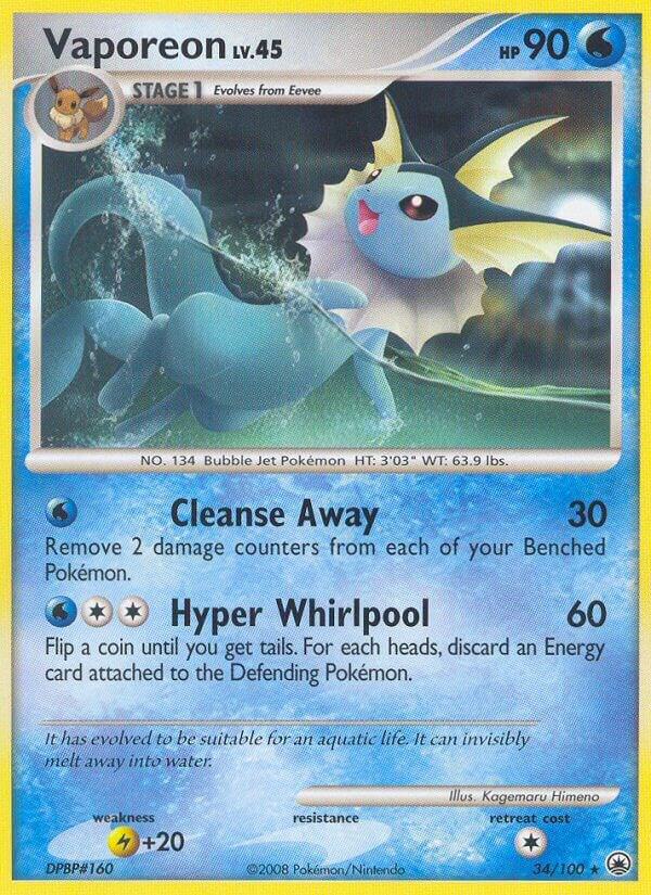 Vaporeon 34/100 card