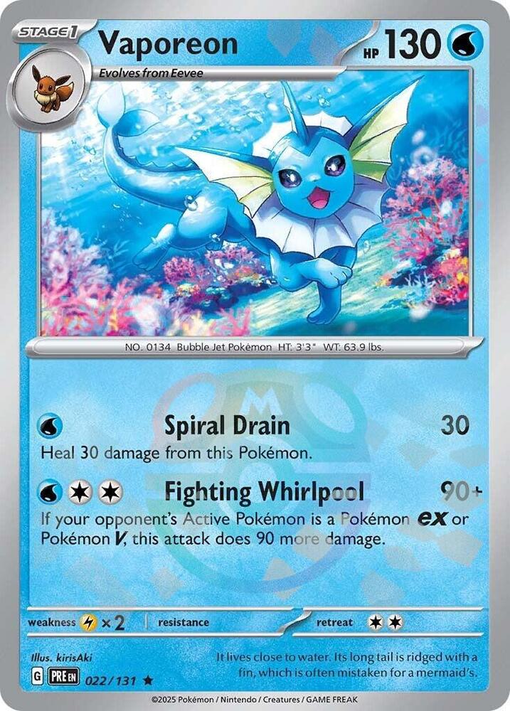 Vaporeon Master Ball Pattern 022/131 card