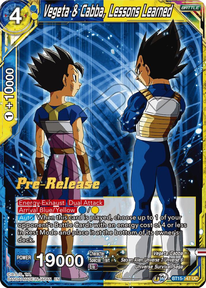 Vegeta and Cabba Lessons Learned BT15-147 carta