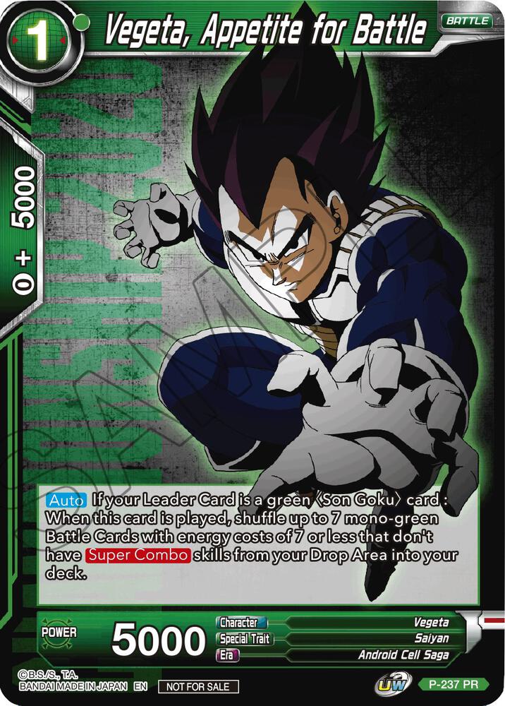 Vegeta Appetite for Battle P-237 card