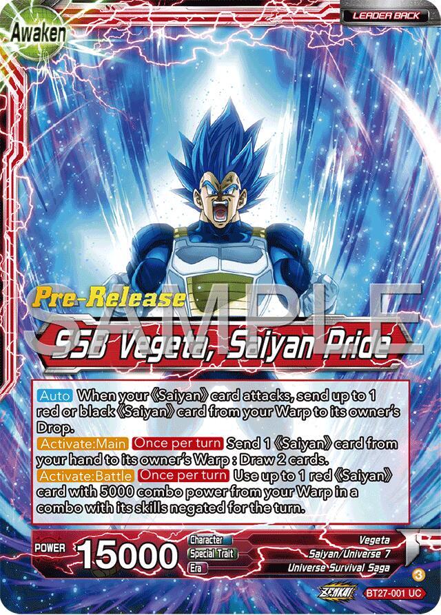 Vegeta SSB Vegeta Saiyan Pride BT27-001 card