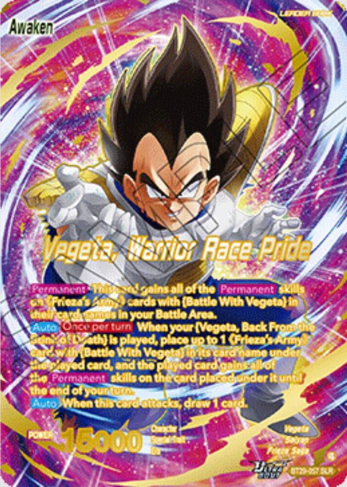 Vegeta Warrior Race Pride SLR BT29-057 carta