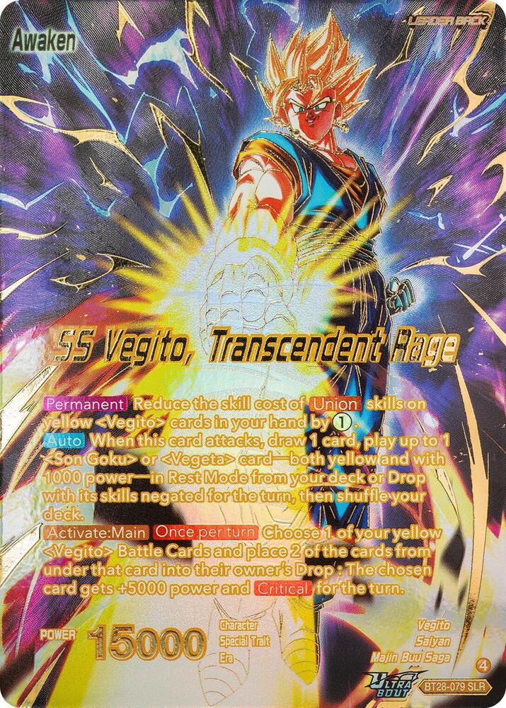 Vegito SS Vegito Transcendent Rage SLR BT28-079 card