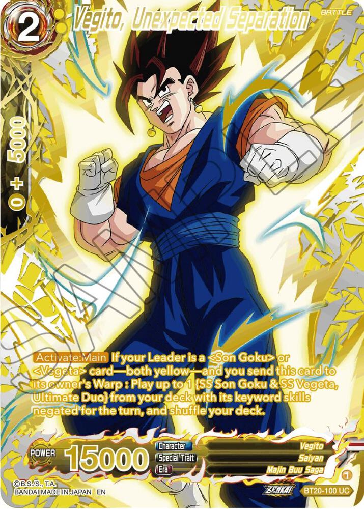 Vegito Unexpected Separation Gold Stamped BT20-100