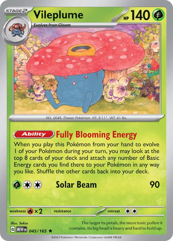 Vileplume 045 165 card