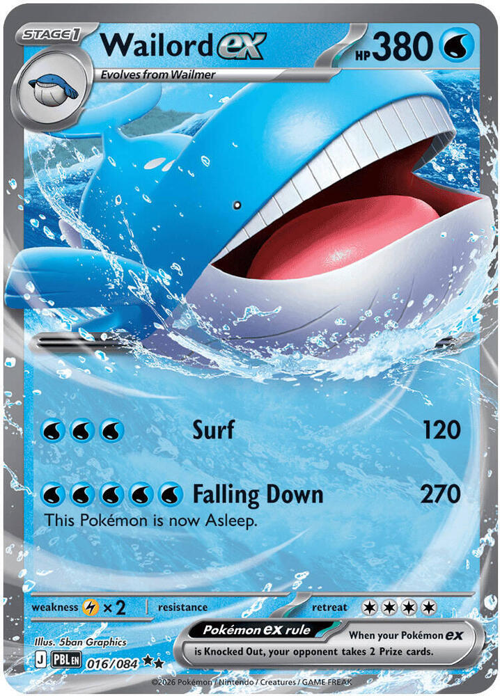 Wailord ex 016/084 card