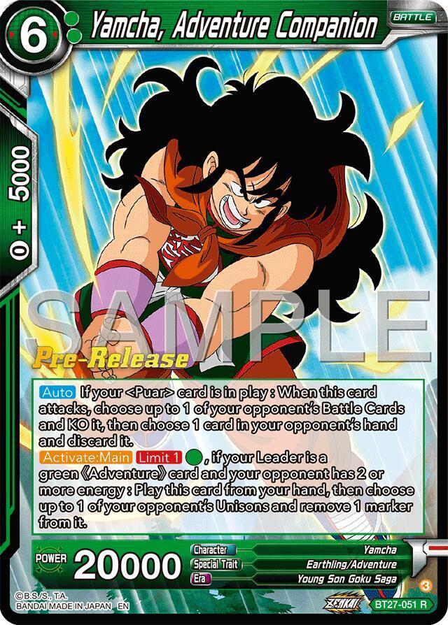 Yamcha Adventure Companion BT27-051 card