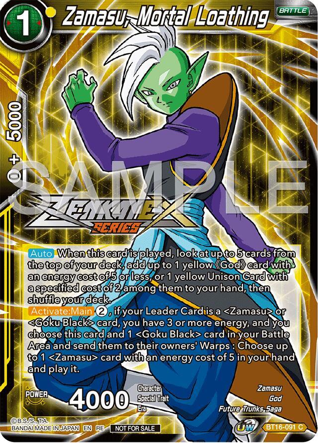 Zamasu Mortal Loathing Event Pack 15 BT16-091 carta