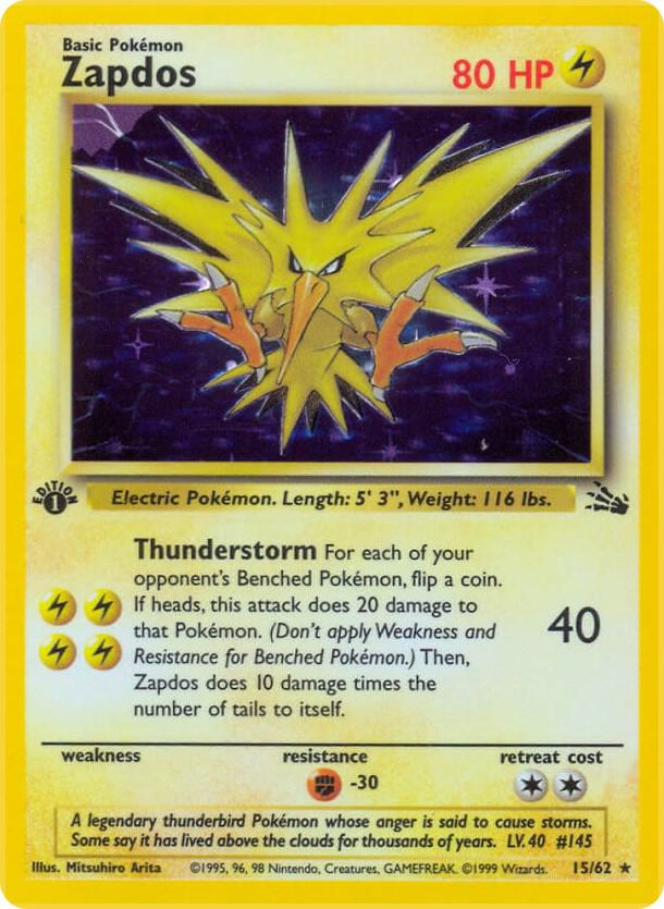 Zapdos 15/62 card