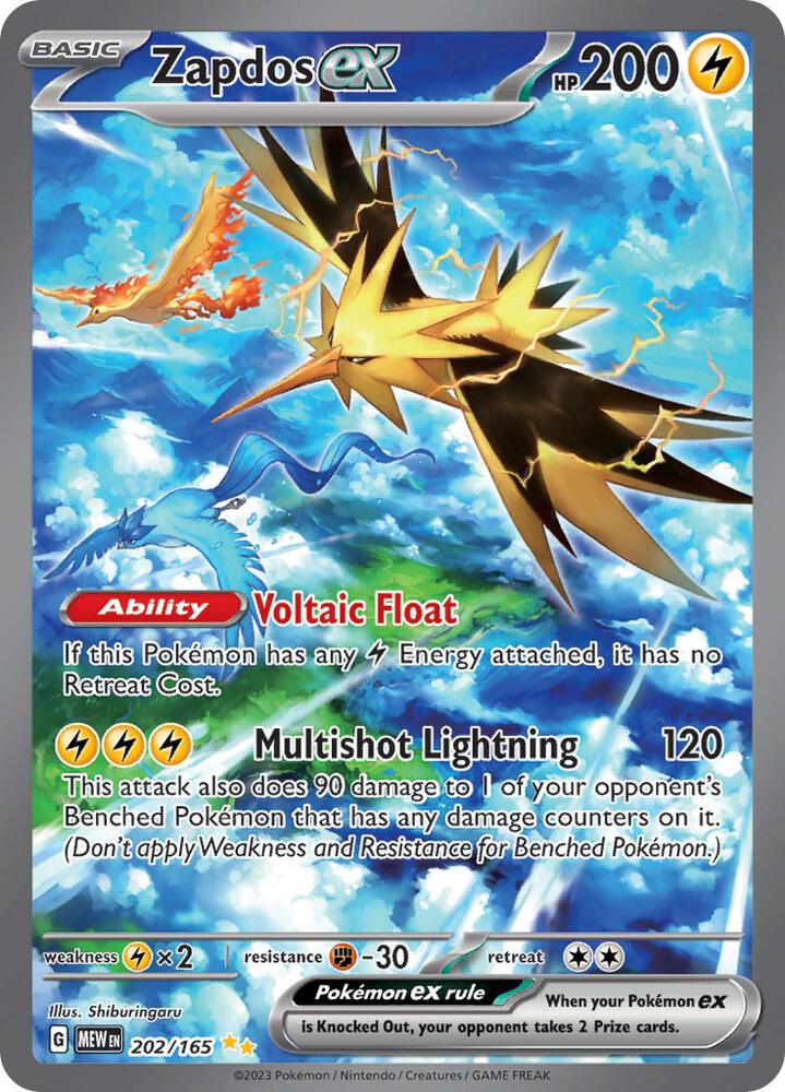 Zapdos ex 202/165 card