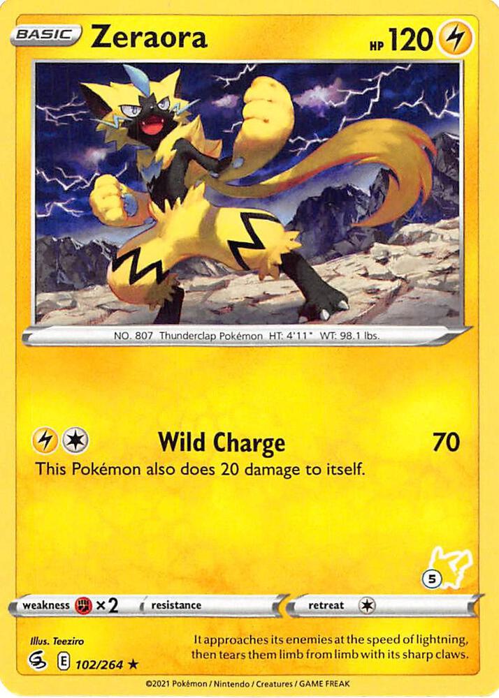 Zeraora 102 264 5 Pikachu Stamped