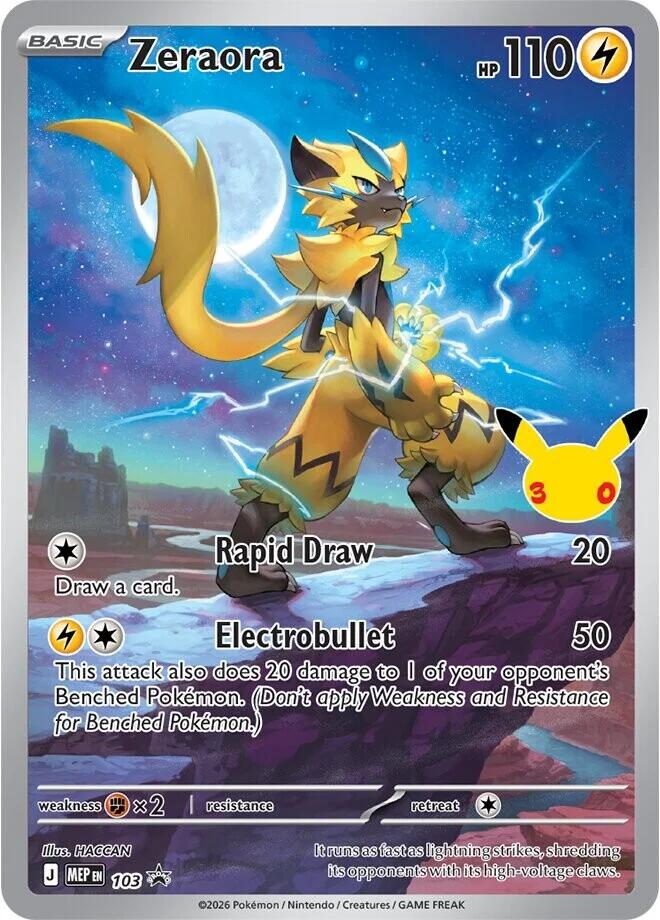 Zeraora 103 30th Celebration card
